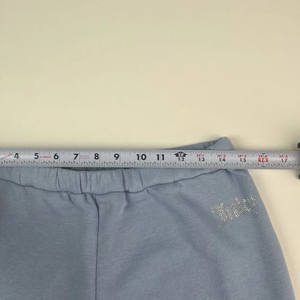 Juicy Couture Breezy 1/4 Zip Sweatshirt Wide Leg Sweatpants M Bling Tracksuit
